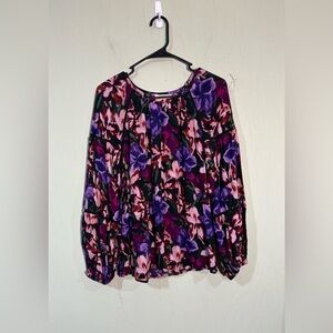Nwt Terra & Sky dark floral long sleeve blouse size 0x
